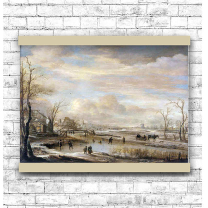 Frozen River with a Footbridge by Aert van der Neer 1650