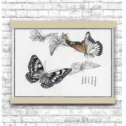 Butterflies by Kōno Bairei (1913) | Hanging Canvas Art | Choice of Board Colors
