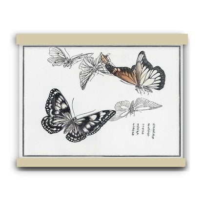Butterflies by Kōno Bairei (1913) | Hanging Canvas Art | Choice of Board Colors