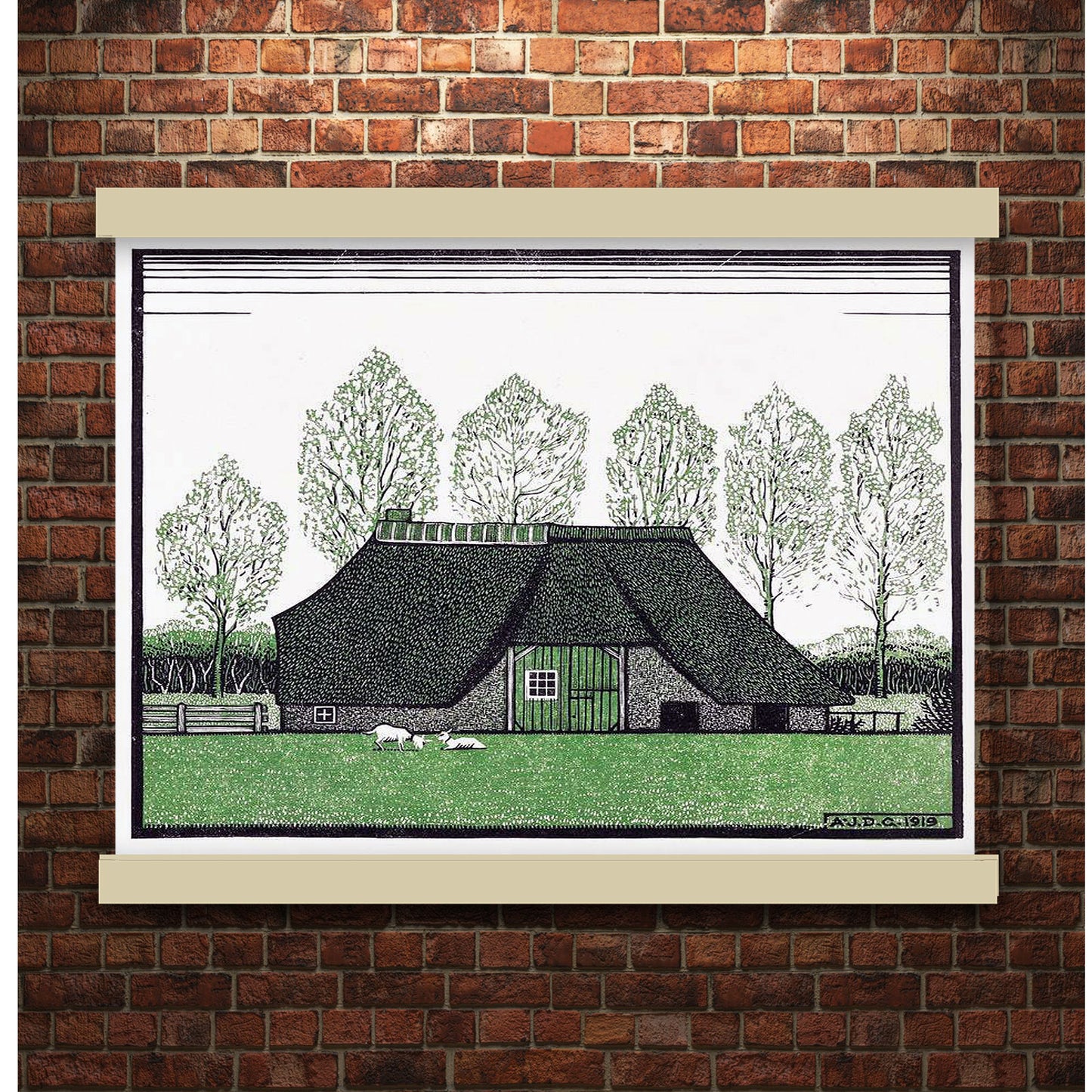 Farmhouse with thatched roof (1919) by Julie de Graag