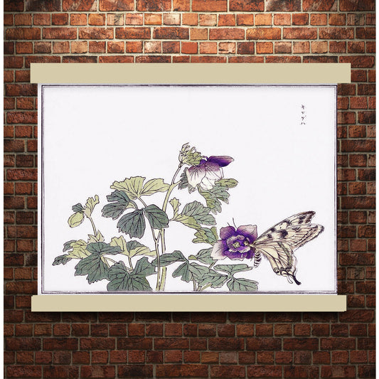 Butterflies and flower illustration by Morimoto Toko (1910)"A" | Hanging Canvas Art | Choice of Board Colors