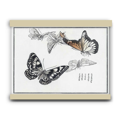 Butterflies illustration by Morimoto Toko (1910) | Hanging Canvas Art | Choice of Board Colors