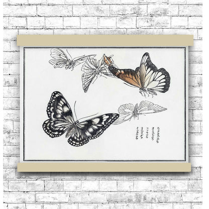 Butterflies illustration by Morimoto Toko (1910) | Hanging Canvas Art | Choice of Board Colors