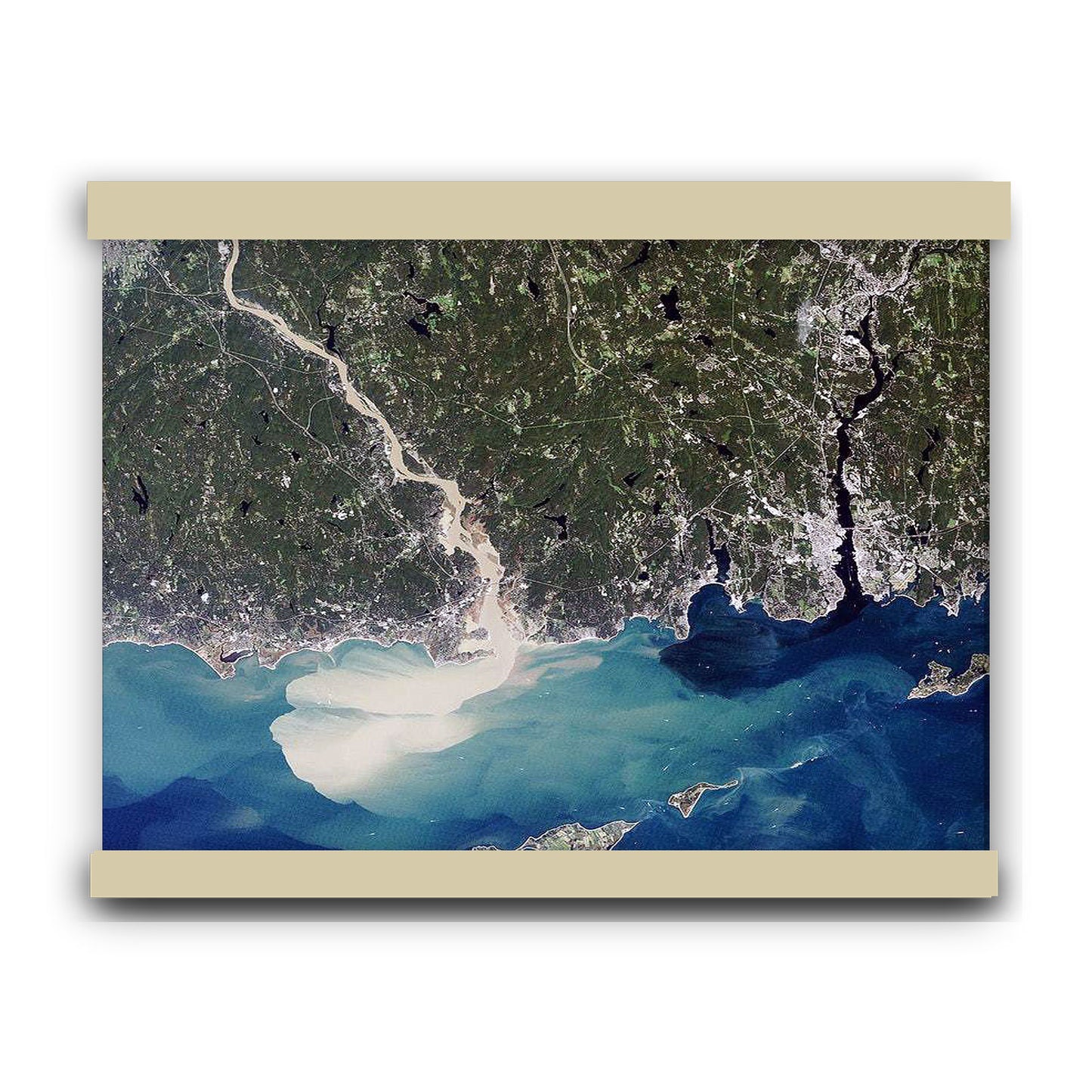 Connecticut River from Space | Hanging Canvas Art | Choice of Board Color