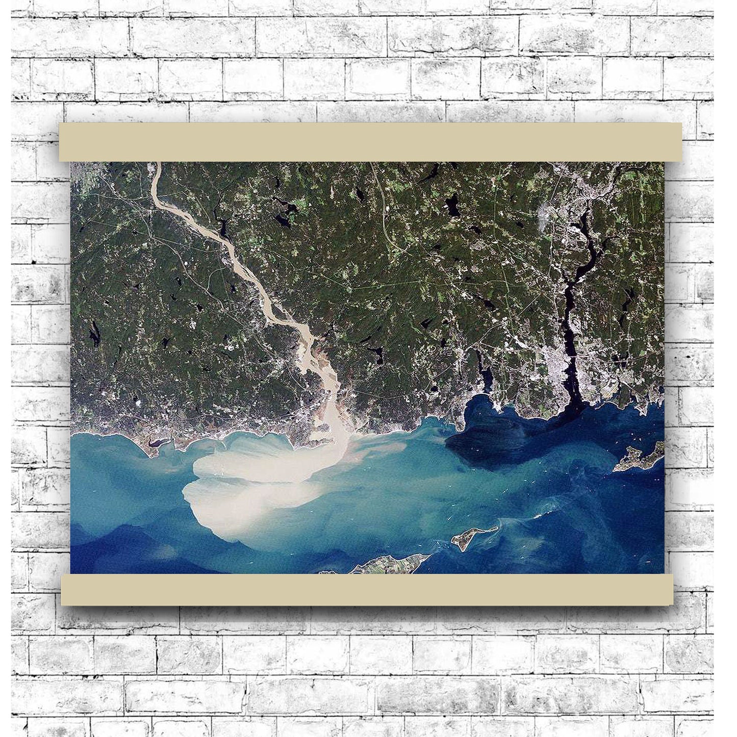 Connecticut River from Space | Hanging Canvas Art | Choice of Board Color