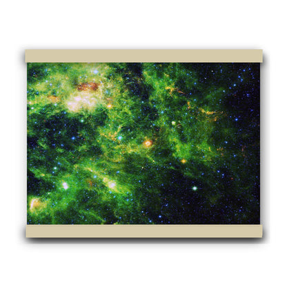Green with Yellow Nebula | Hanging Canvas Art | Choice of Board Colors