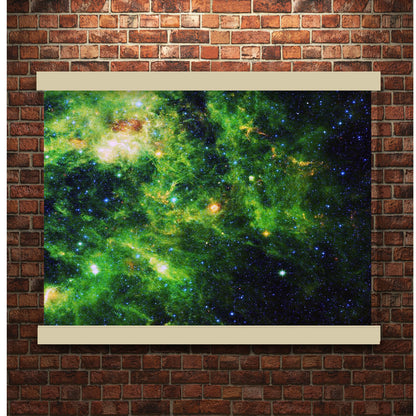 Green with Yellow Nebula | Hanging Canvas Art | Choice of Board Colors