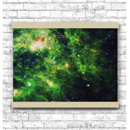 Green with Yellow Nebula | Hanging Canvas Art | Choice of Board Colors