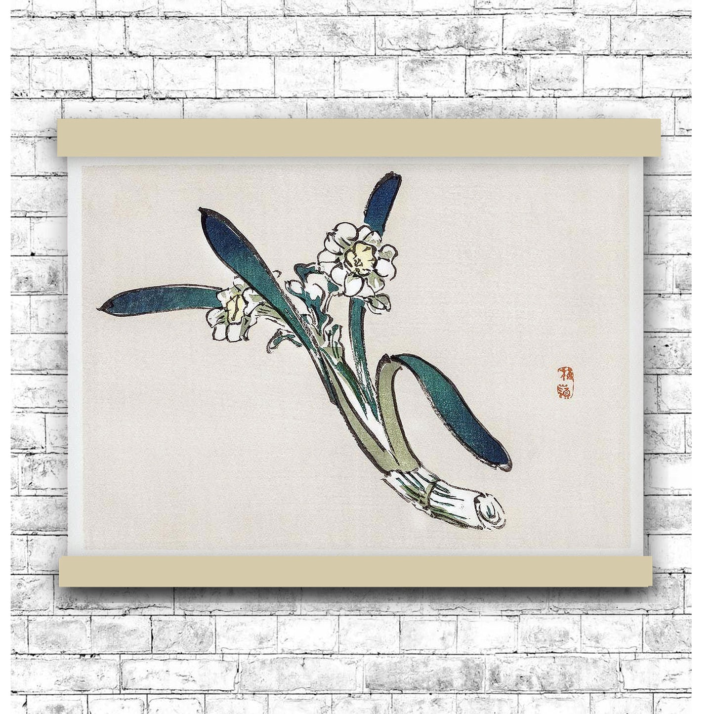 Bunchflower Daffodil by Kōno Bairei (1913) | Hanging Canvas Art | Choice of Board Colors