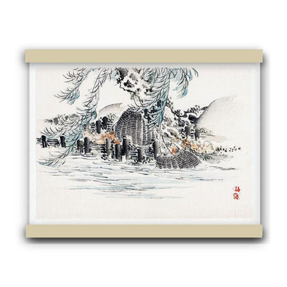 Fishing baskets by Kōno Bairei (1913) | Hanging Canvas Art | Choice of Board Colors