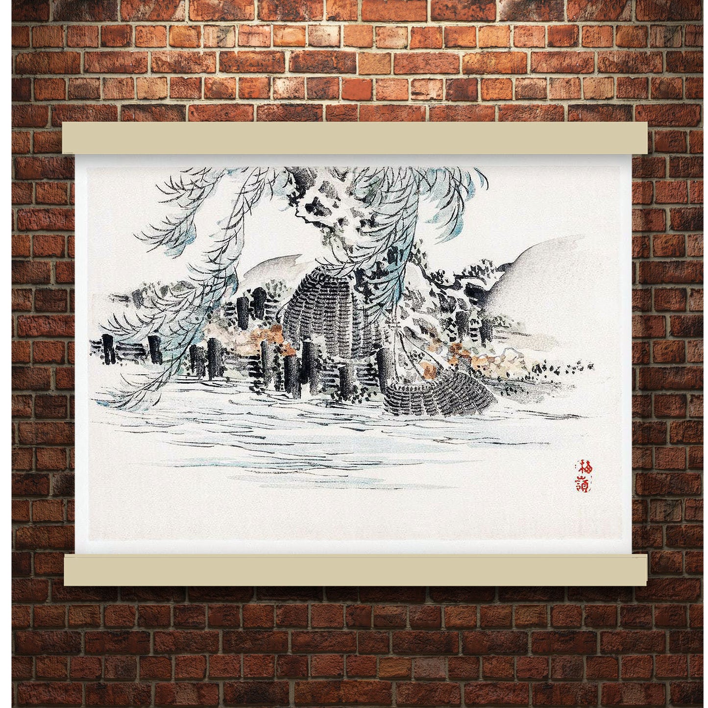 Fishing baskets by Kōno Bairei (1913) | Hanging Canvas Art | Choice of Board Colors
