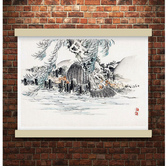 Fishing baskets by Kōno Bairei (1913) | Hanging Canvas Art | Choice of Board Colors