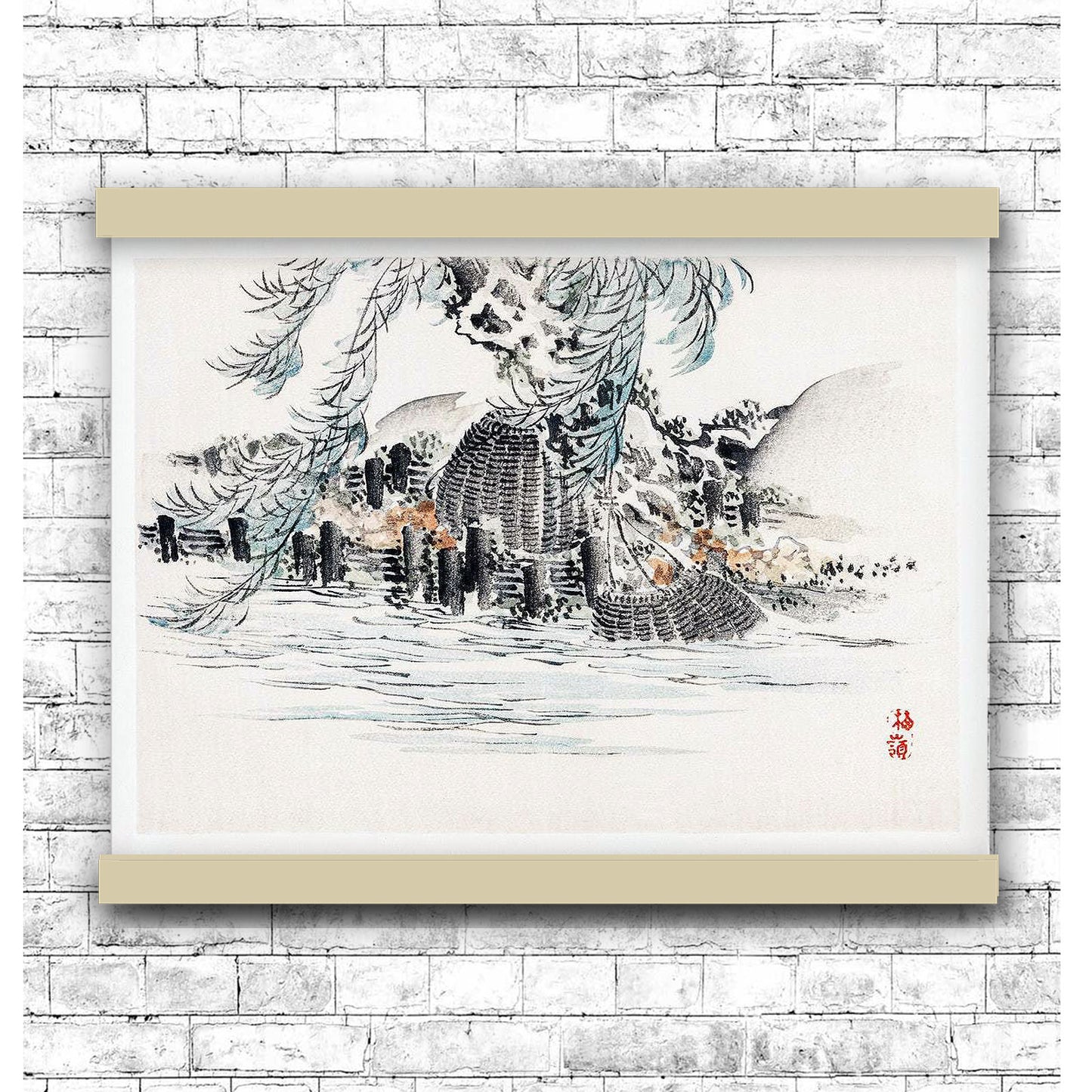 Fishing baskets by Kōno Bairei (1913) | Hanging Canvas Art | Choice of Board Colors