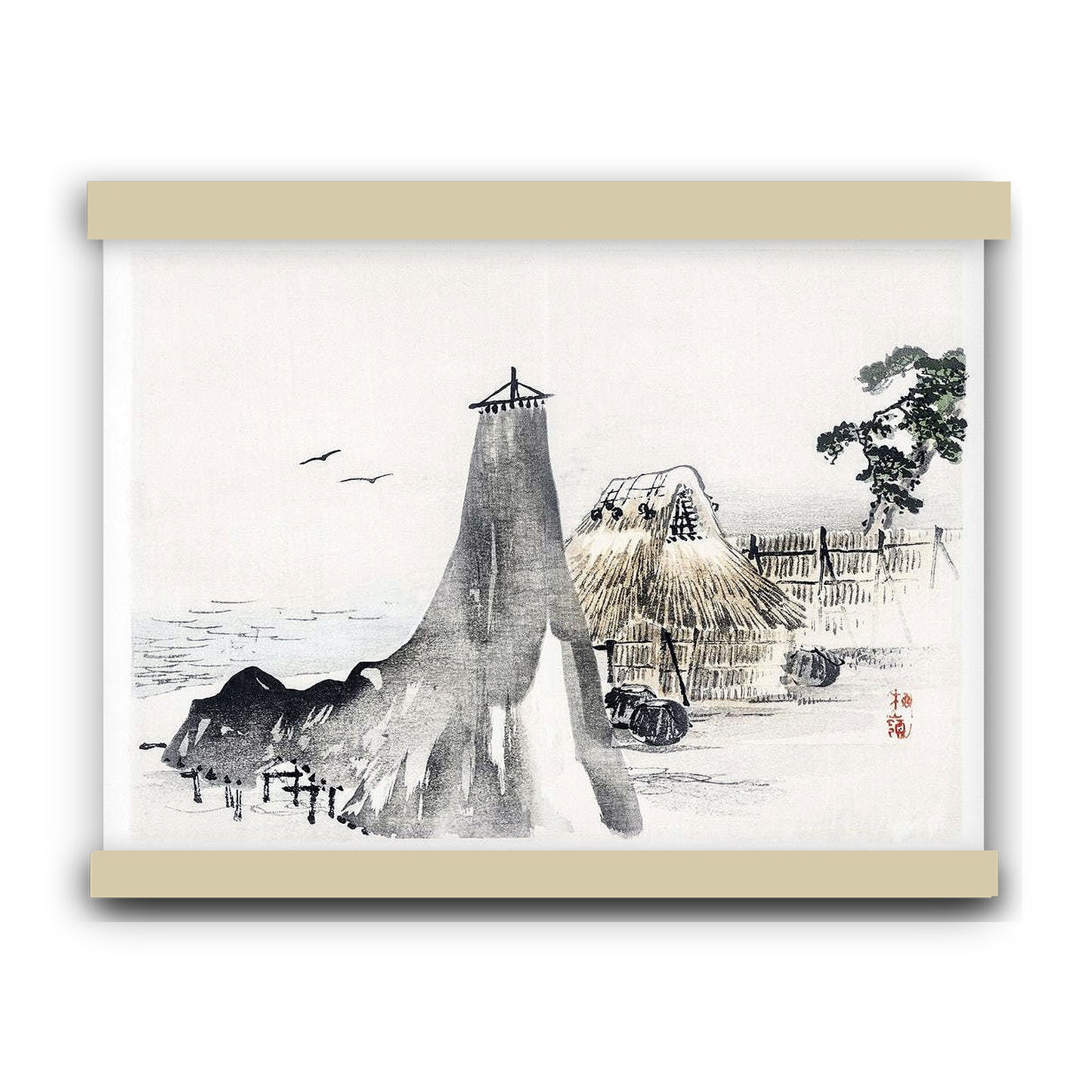 Cottage by Kōno Bairei (1913) | Hanging Canvas Art | Choice of Board Colors