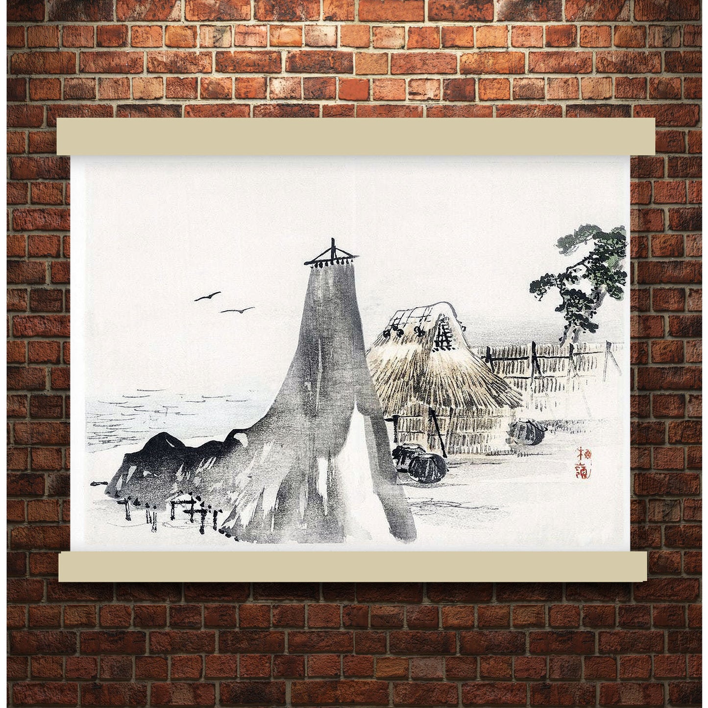 Cottage by Kōno Bairei (1913) | Hanging Canvas Art | Choice of Board Colors
