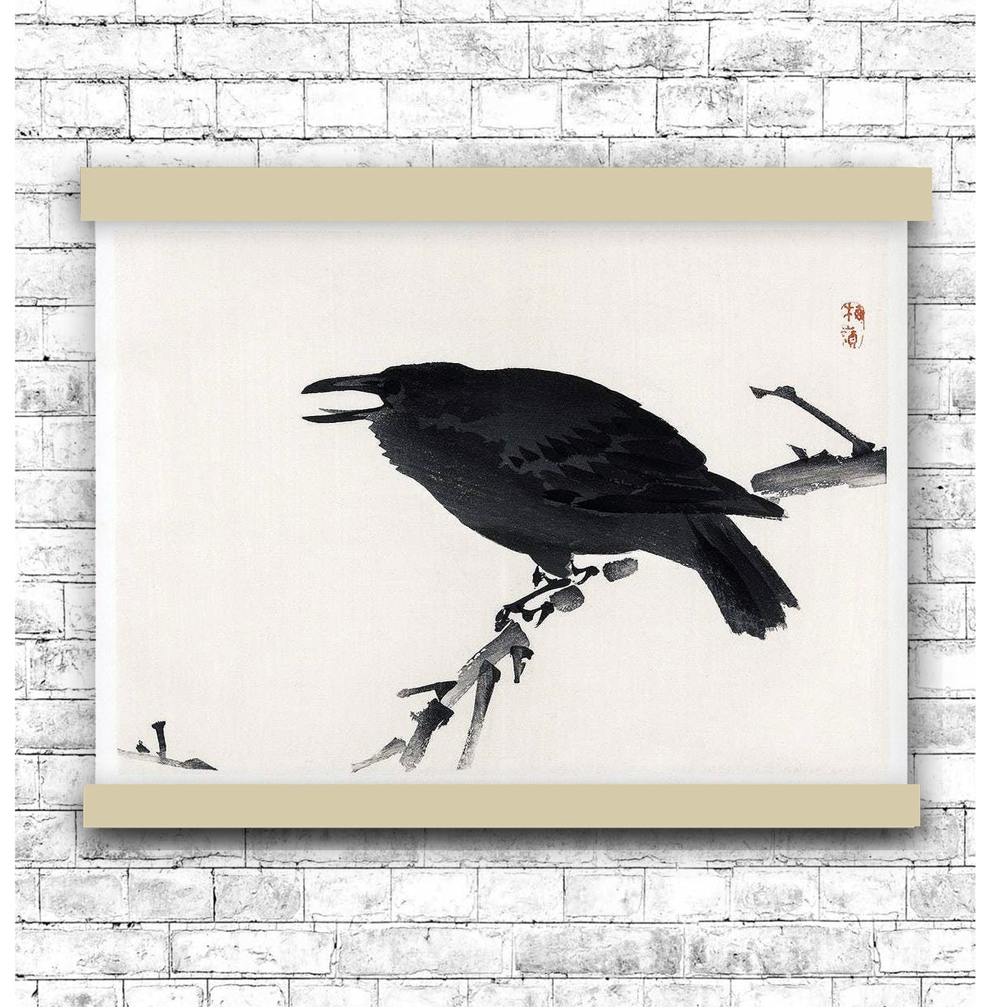 Crow by Kōno Bairei (1913) | Hanging Canvas Art | Choice of Board Colors