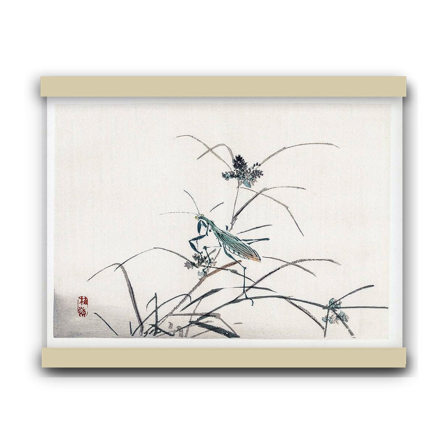 Grasshopper by Kōno Bairei (1913) | Hanging Canvas Art | Choice of Board Colors