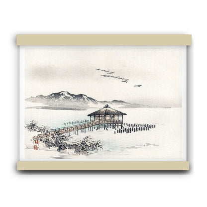 Cottage by the sea by Kōno Bairei (1913) | Hanging Canvas Art | Choice of Board Colors
