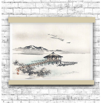 Cottage by the sea by Kōno Bairei (1913) | Hanging Canvas Art | Choice of Board Colors