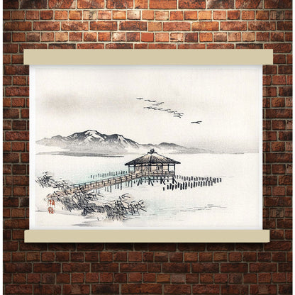 Cottage by the sea by Kōno Bairei (1913) | Hanging Canvas Art | Choice of Board Colors