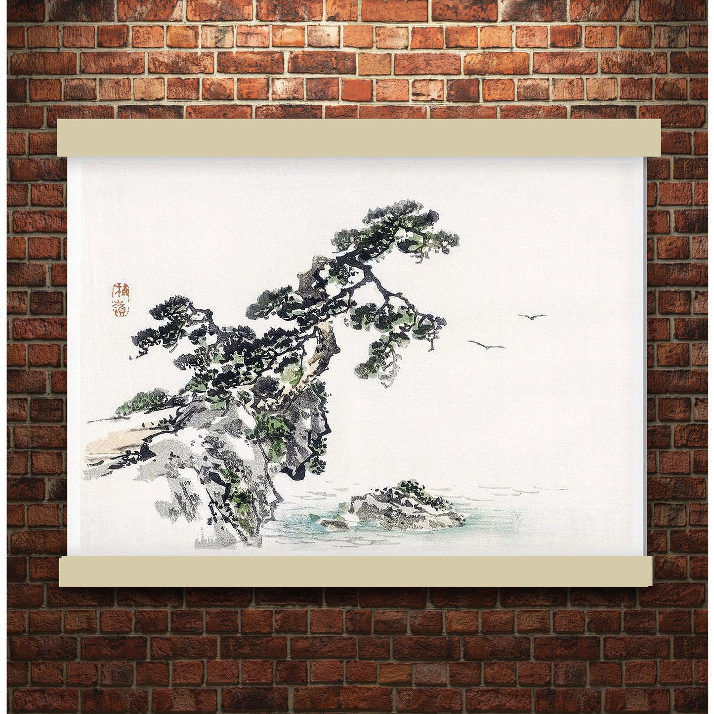 Cliff by Kōno Bairei (1913) | Hanging Canvas Art | Choice of Board Colors