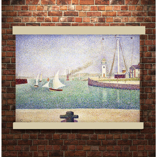 Entrance of The Port of Honfleur (1886) by Georges Seurat | Hanging Canvas Art | Choice of Board Colors
