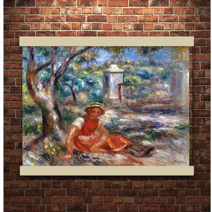 Girl at the Foot of a Tree (1914) by Pierre-Auguste Renoir | Hanging Canvas Art | Choice of Board Colors