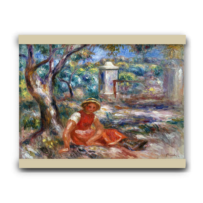 Girl at the Foot of a Tree (1914) by Pierre-Auguste Renoir | Hanging Canvas Art | Choice of Board Colors
