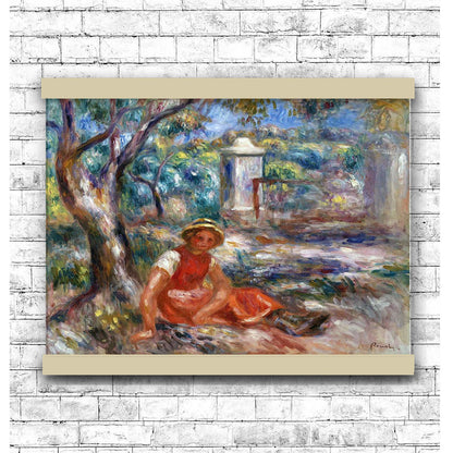 Girl at the Foot of a Tree (1914) by Pierre-Auguste Renoir | Hanging Canvas Art | Choice of Board Colors
