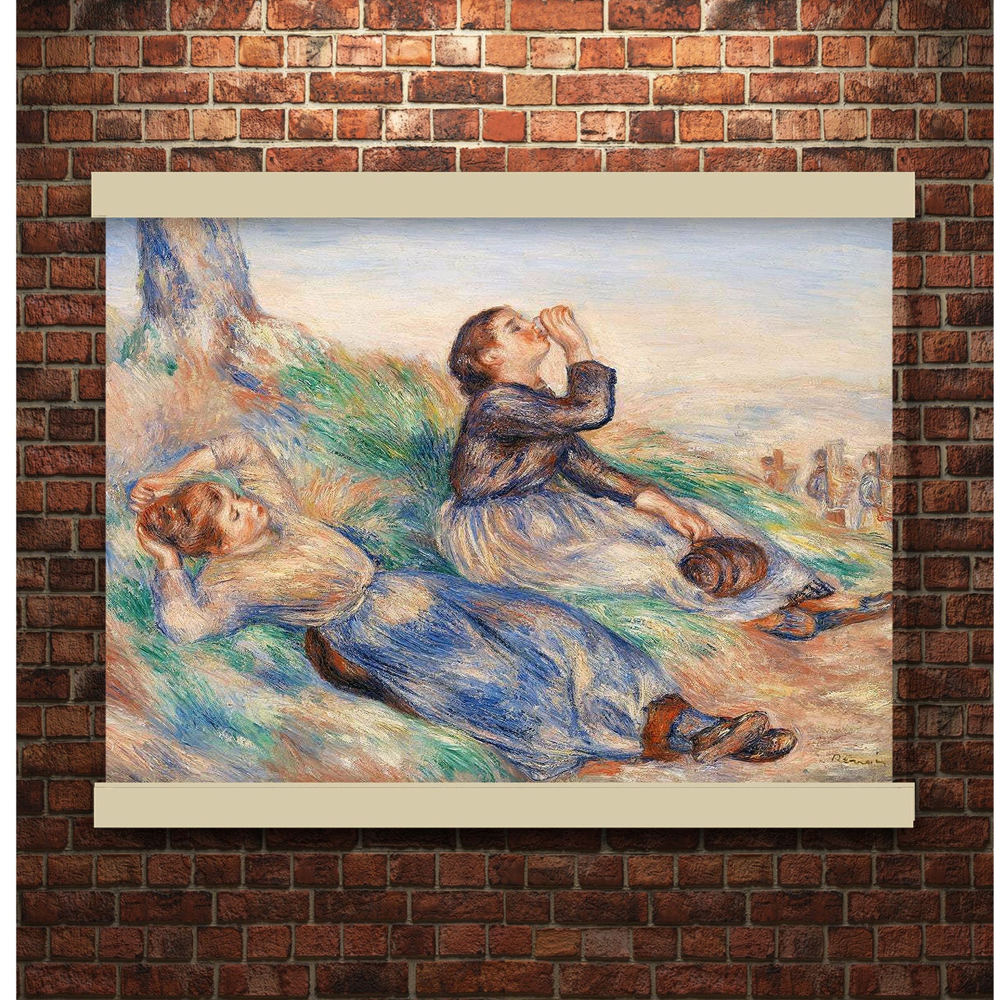 Grape Gatherers (1888–1889) by Pierre-Auguste Renoir | Hanging Canvas Art | Choice of Board Colors