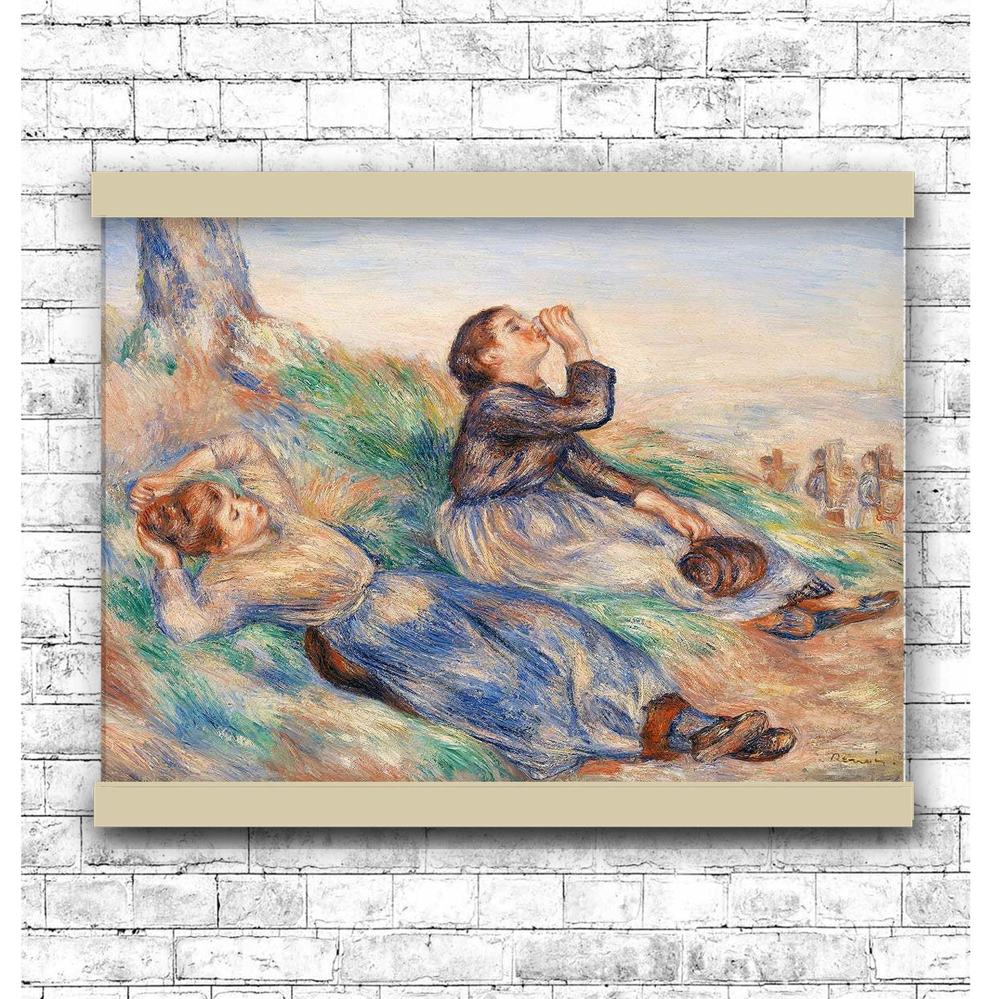 Grape Gatherers (1888–1889) by Pierre-Auguste Renoir | Hanging Canvas Art | Choice of Board Colors