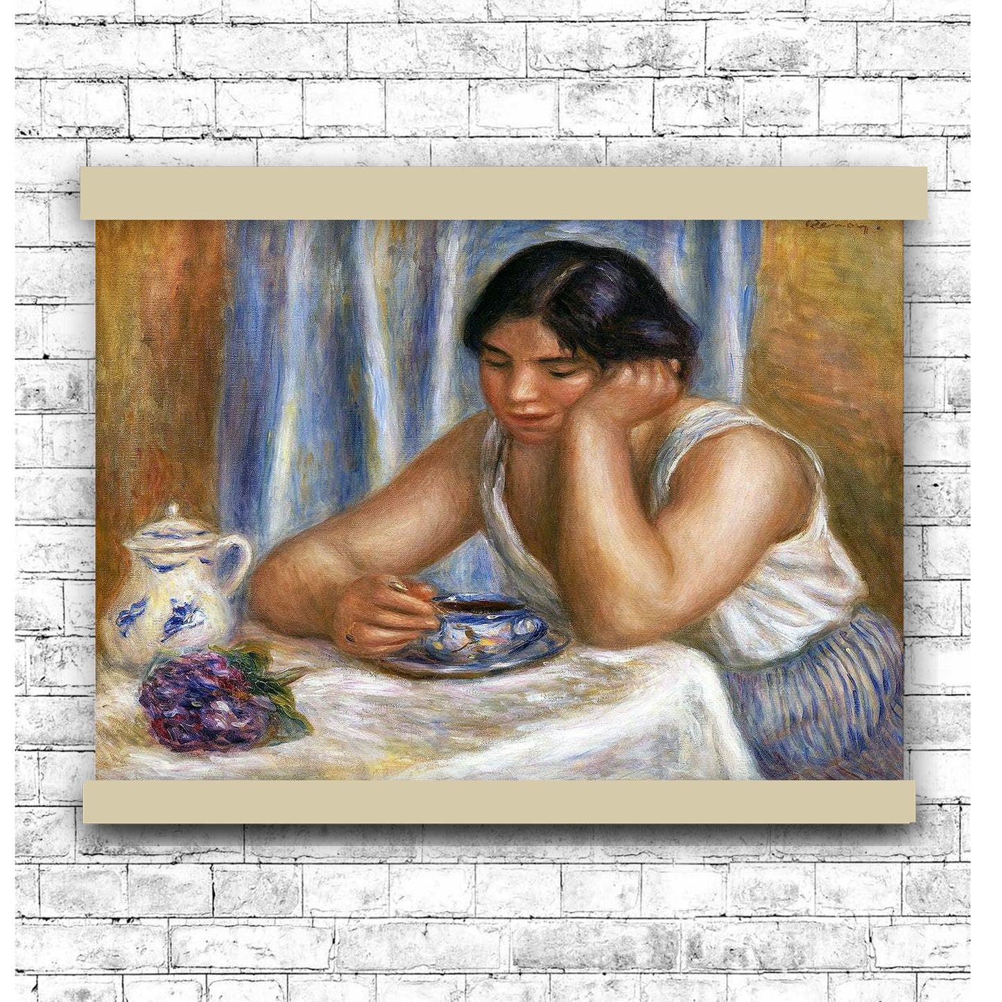 Cup of Chocolate (1912) by Pierre-Auguste Renoir | Hanging Canvas Art | Choice of Board Colors