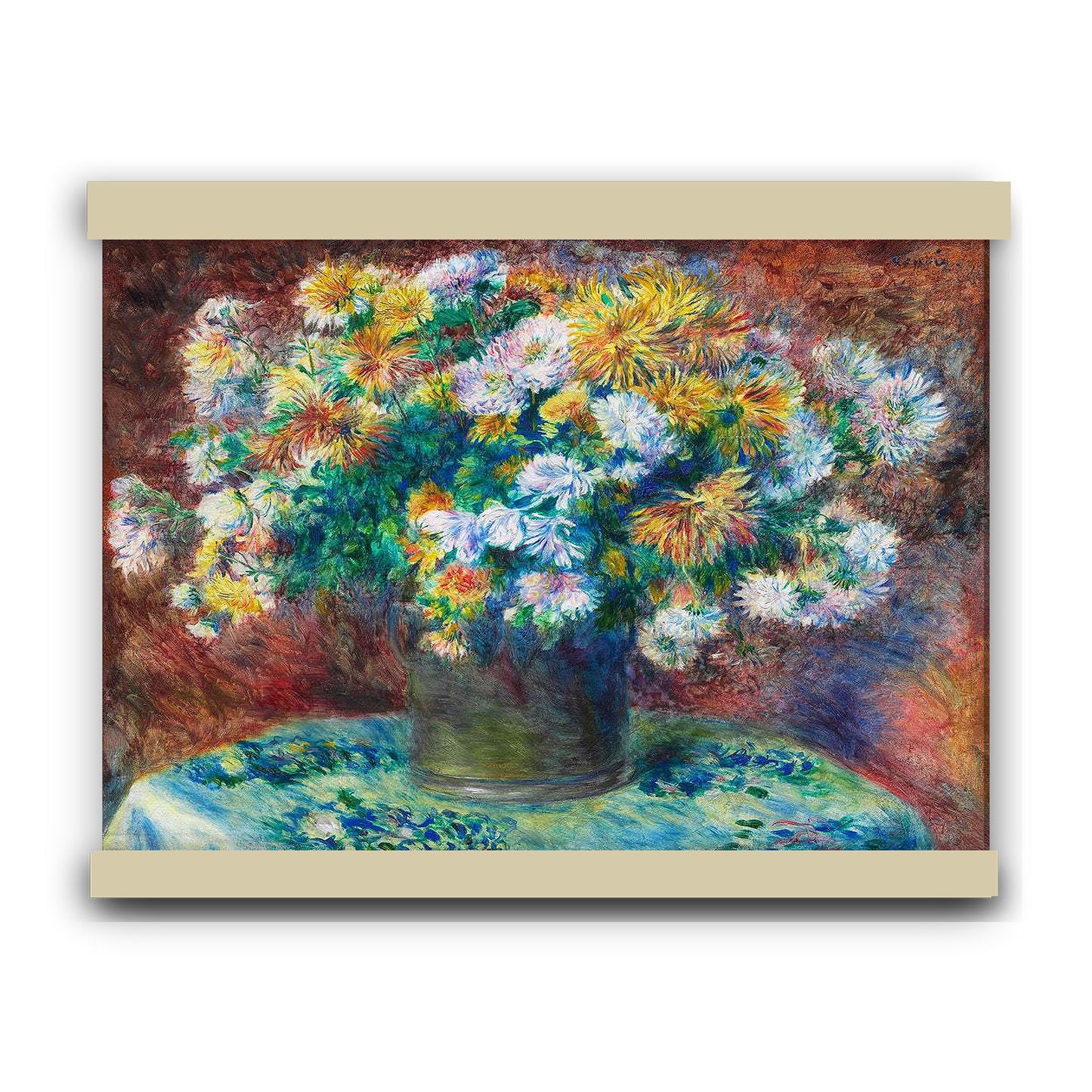 Chrysanthemums (1881–1882) by Pierre-Auguste Renoir | Hanging Canvas Art | Choice of Board Colors