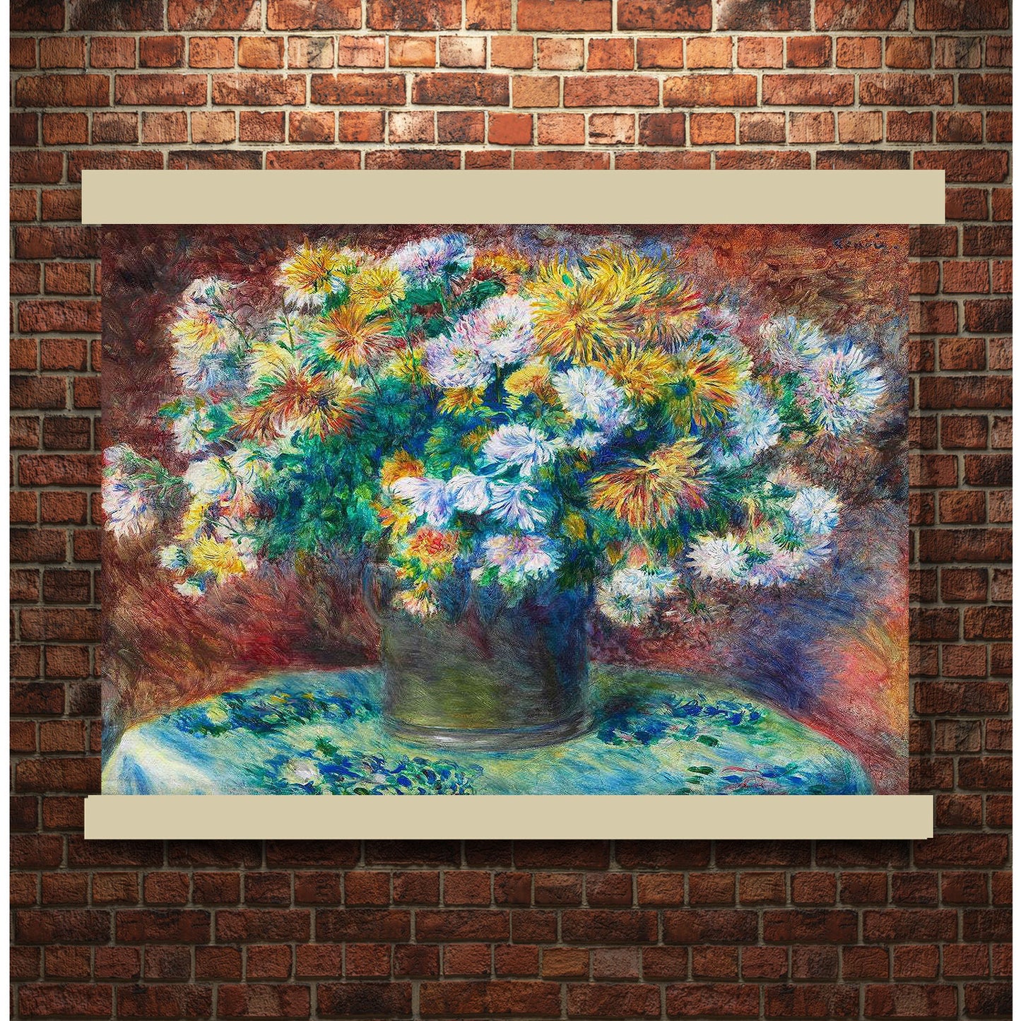Chrysanthemums (1881–1882) by Pierre-Auguste Renoir | Hanging Canvas Art | Choice of Board Colors