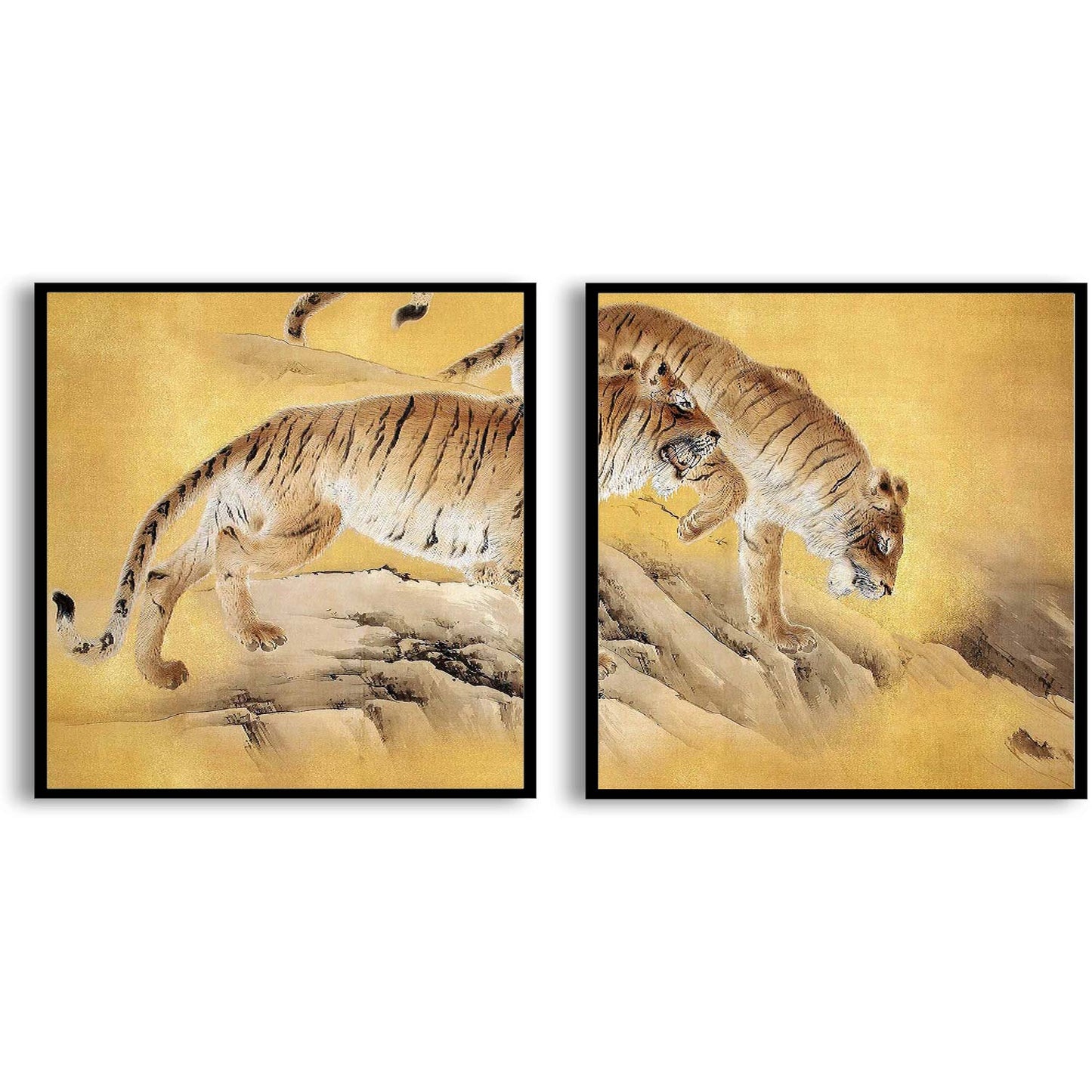 Tigers by Mountain Streams (1892-1895) by Kishi Chikudō  | Choose Style | Size & Trim Color