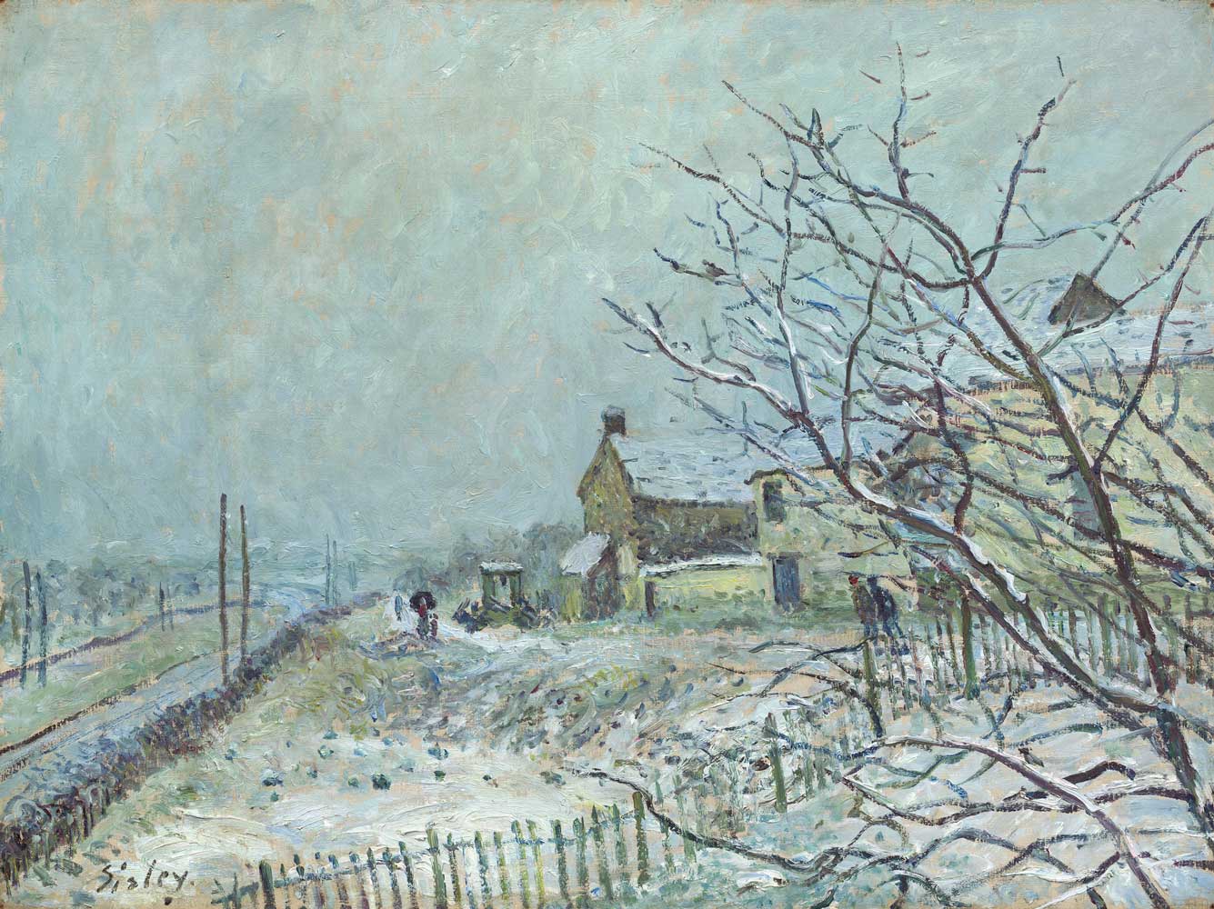 First Snow at Veneux-Nadon by Alfred Sisley