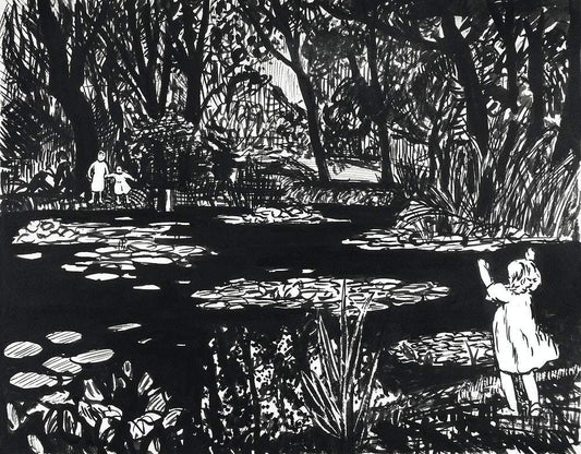 Lily Pond drawing (1875) by Henry Sayen