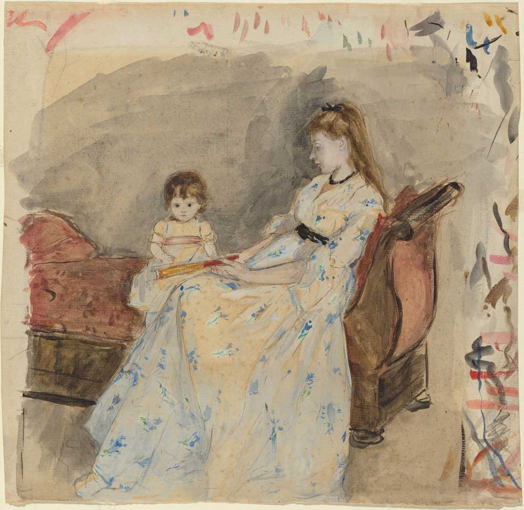 The Artist's Sister, Edma, with Her Daughter, Jeanne by Berthe Morisot