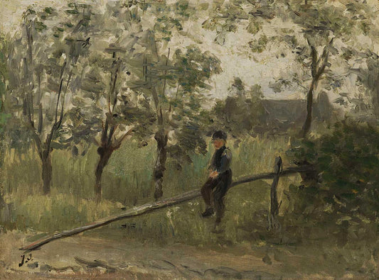 Country Boy on a Pole Barrier by Jozef Israëls 1900