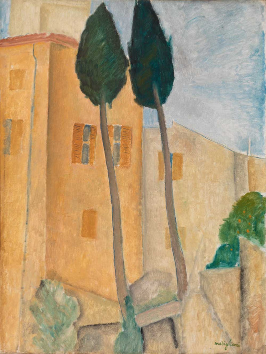 Cypresses and Houses by Amedeo Modigliani 1919