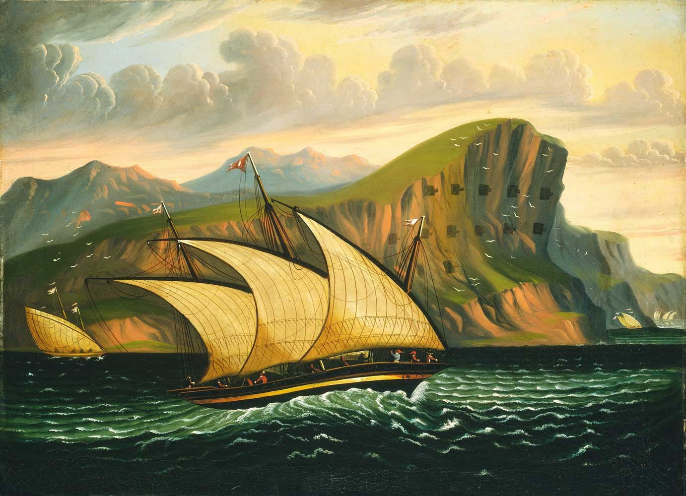 Felucca off Gibraltar by Thomas Chambers 1866