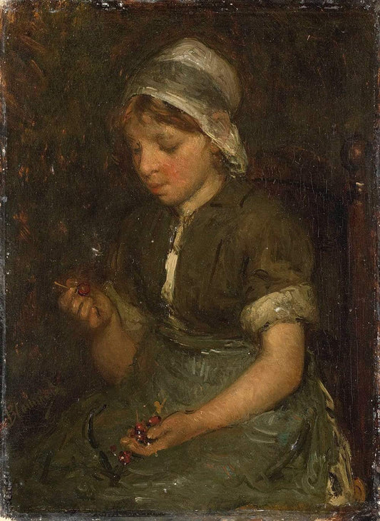 Girl with Cherries by Bernardus Johannes Blommers 1880