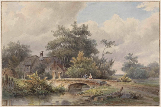 Landscape Stone Bridge by Barend Cornelis Koekkoek 1813