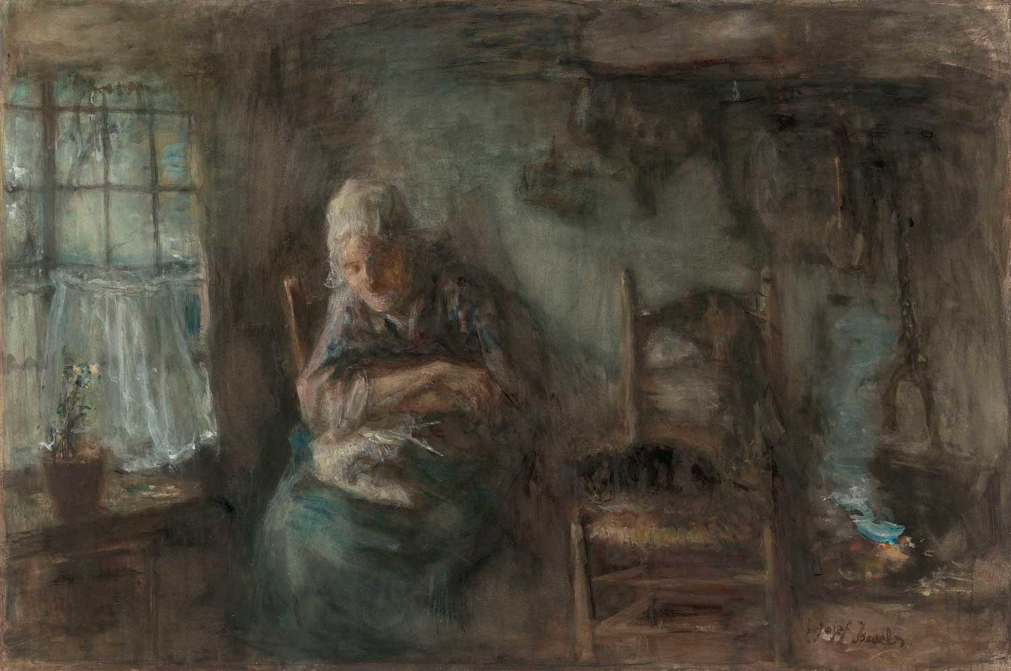 Old Woman Sitting by Jozef Israëls 1850