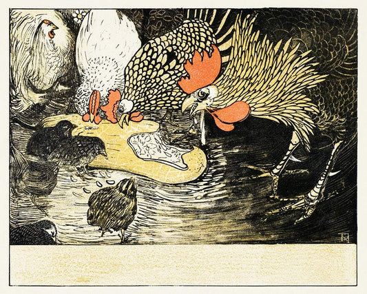 Hanen en kuikens (1898) print in high resolution by Theo van Hoytema