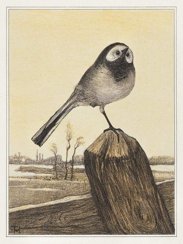 Kwikstaart op paal (1878–1910) print in high resolution by Theo van Hoytema