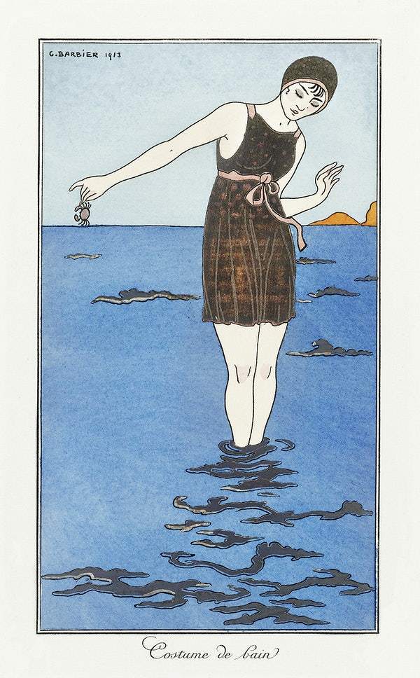 Costumes Parisiens: Grande robe du soir from Journal des Dames et des Modes (1913) fashion illustration in high resolution by George Barbier