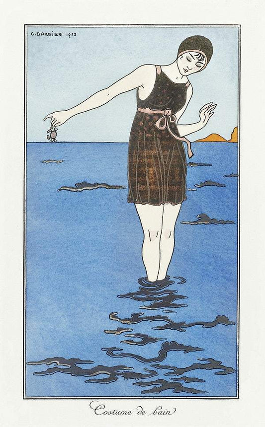 Costumes Parisiens: Grande robe du soir from Journal des Dames et des Modes (1913) fashion illustration in high resolution by George Barbier