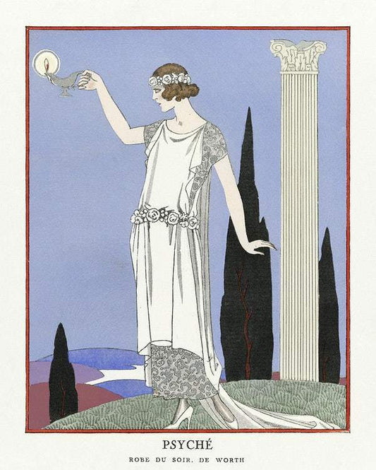 syché: Robe du soir, de Worth from Gazette du Bon Ton No. 9 Pl. 68 (1921) by George Barbier