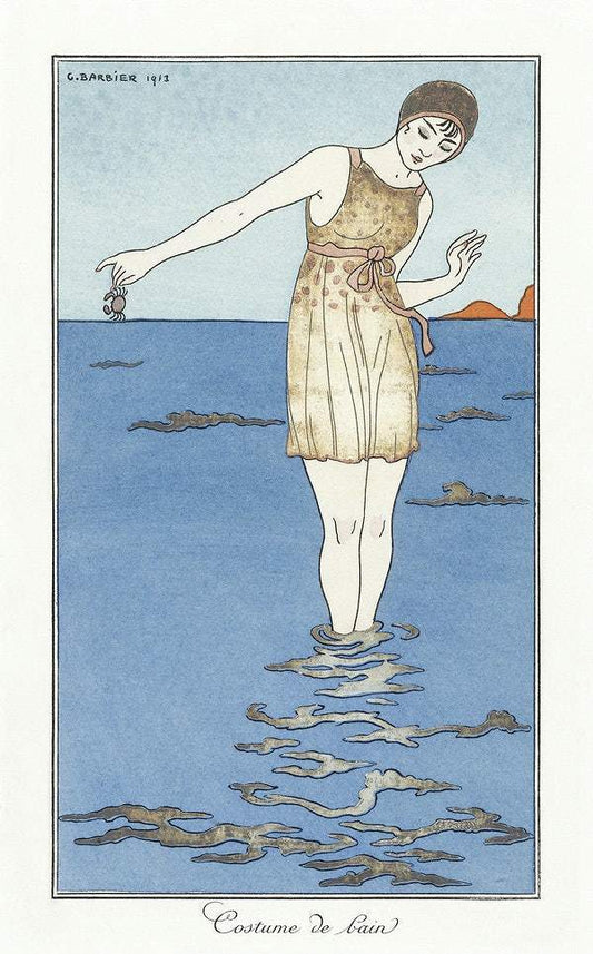 Costumes Parisiens: Costume de bain (1913) fashion illustration by George Barbier